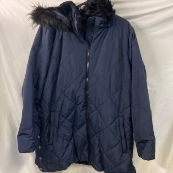 Nuage Faux Fur Lined Quilted Parka - Navy (XL) A547366 - Picture 2 of 3